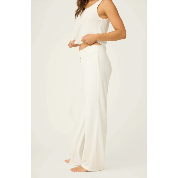 Pointelle Essentials Open Leg Pants in Ivory - Romantiques