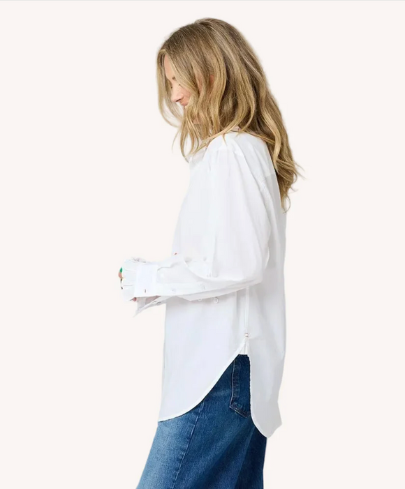 Kerri Rosenthal Mia Ruffle Shirt in White - Romantiques