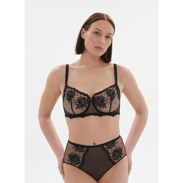 Intrigue Sheer Demi Bra in Black - Romantiques