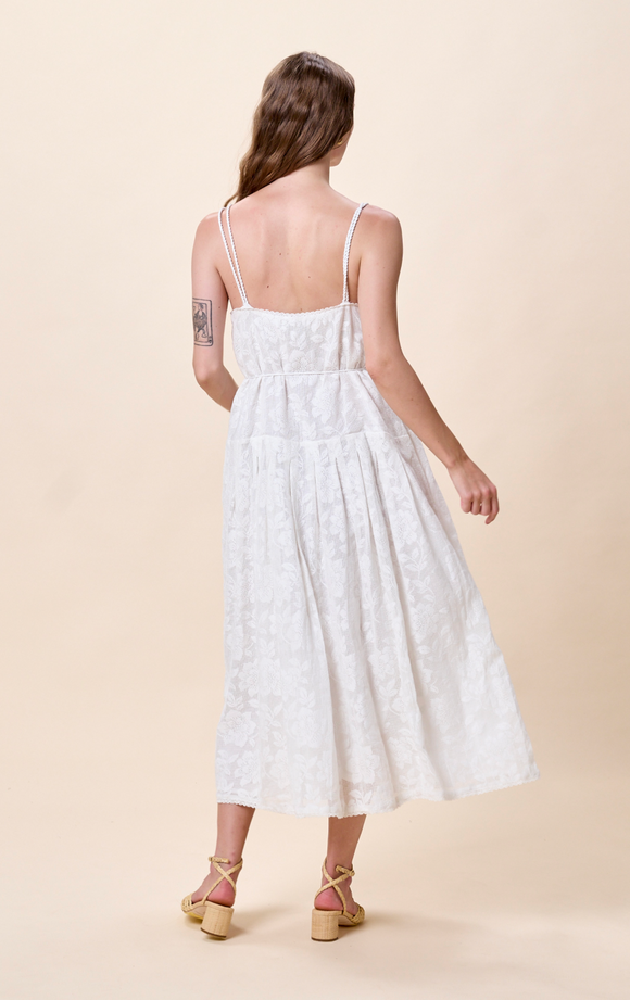 Colette Midi Dress in White - Romantiques