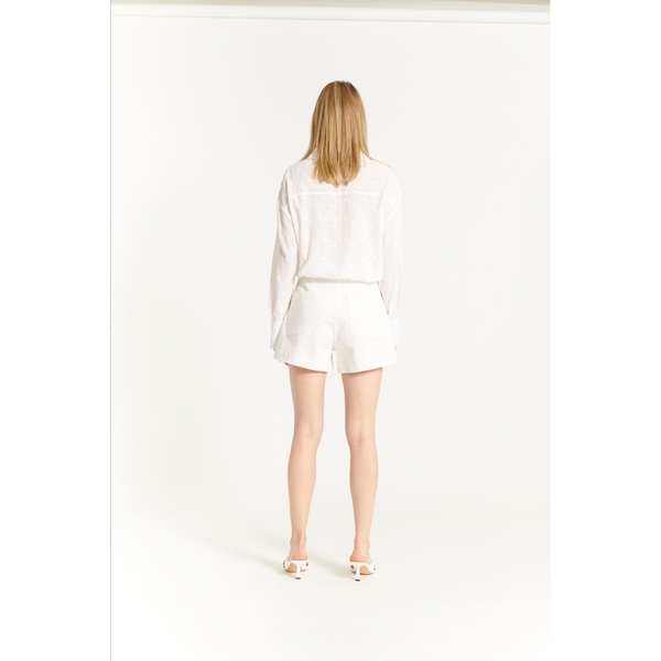 Oat NYC High Rise Patch Pocket Short in White - Romantiques