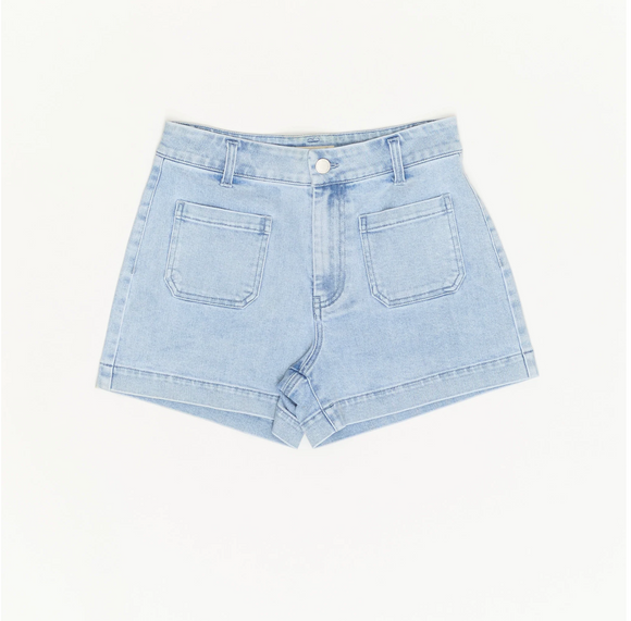 Oat NYC High Rise Patch Short in Powder Light - Romantiques