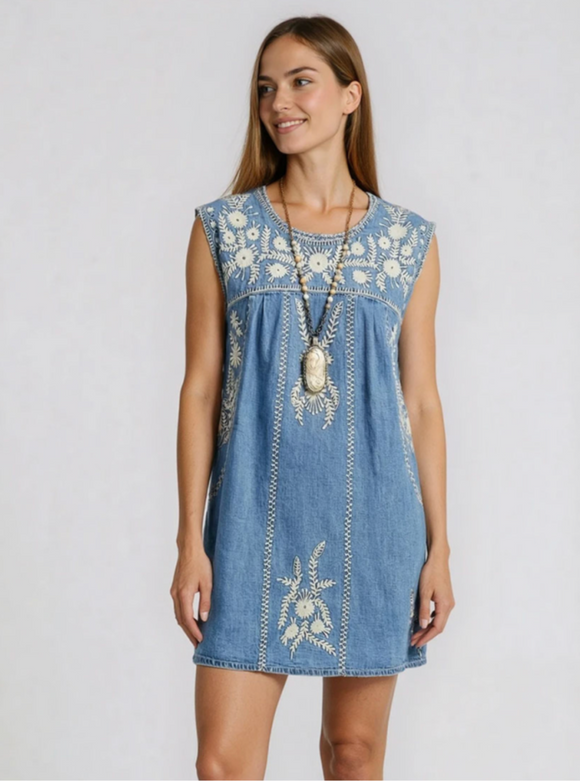 Arizona Sylvie Short Denim Dress in Blue Haze - Romantiques