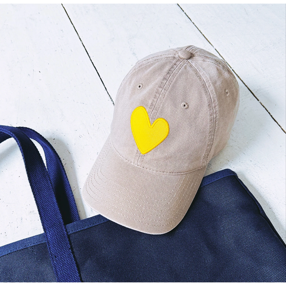 Kerri Rosenthal Baseball Heart Patch Hat in Sand & Sunshine - Romantiques