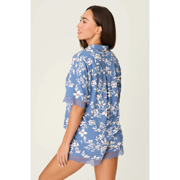 Floral Dreams Short Sleeve PJ Shorts Set in Twilight Garden - Romantiques