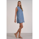 Denim Flower Sleeveless Button Down Mini Dress - Romantiques