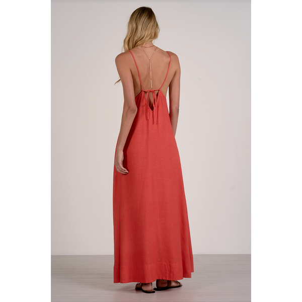 Havana V-Neck Spaghetti Strap Maxi Dress in Red - Romantiques