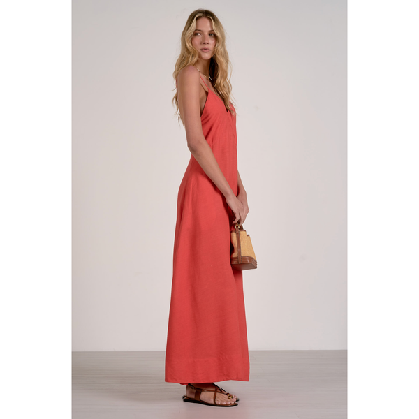 Havana V-Neck Spaghetti Strap Maxi Dress in Red - Romantiques