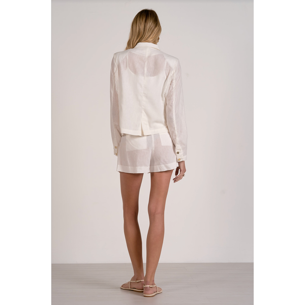 Graciella Linen Blazer in White - Romantiques