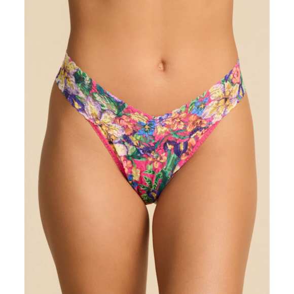 Hanky Panky Signature Original Rise Printed Thong in Radiant Pink - Romantiques