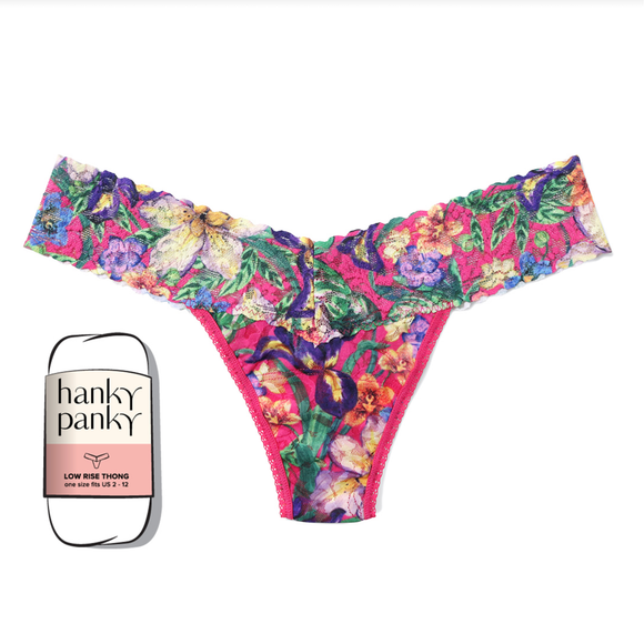 Hanky Panky Signature Low Rise Printed Thong in Radiant Pink - Romantiques