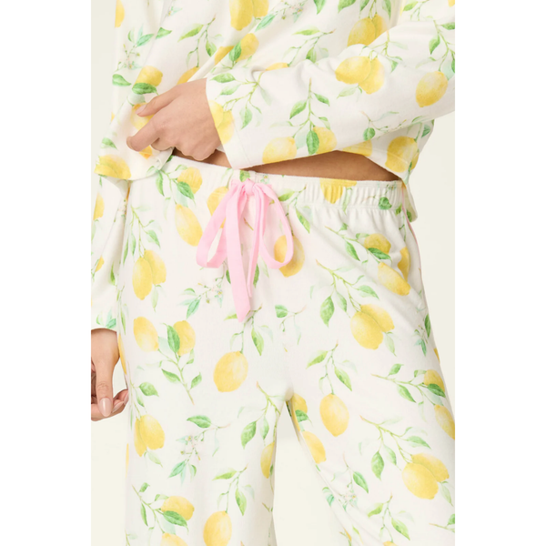 PJ Salvage La Dolce Spritz Lemon Zest Pajama Pants in Ivory - Romantiques