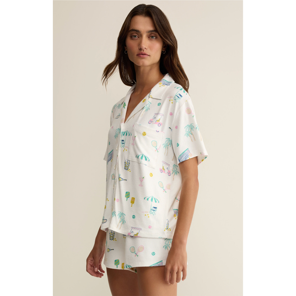 Court Sports PJ Short Set in White - Romantiques