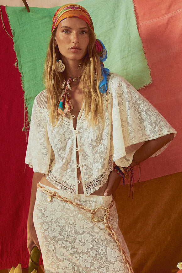 Free Love Lace Crop In Vintage Cream - Romantiques