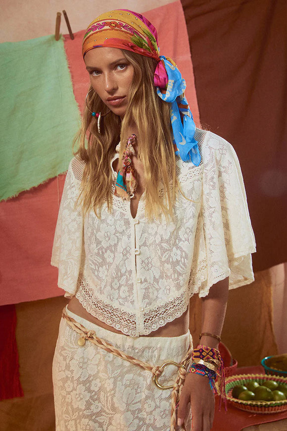 Free Love Lace Crop In Vintage Cream - Romantiques