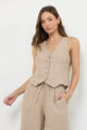 Bay Woven Linen Vest in Sandstone - Romantiques