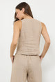 Bay Woven Linen Vest in Sandstone - Romantiques