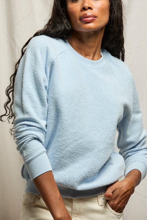 Ziggy Inside Out Shrunken Crew Sweatshirt In Powder Blue - Romantiques