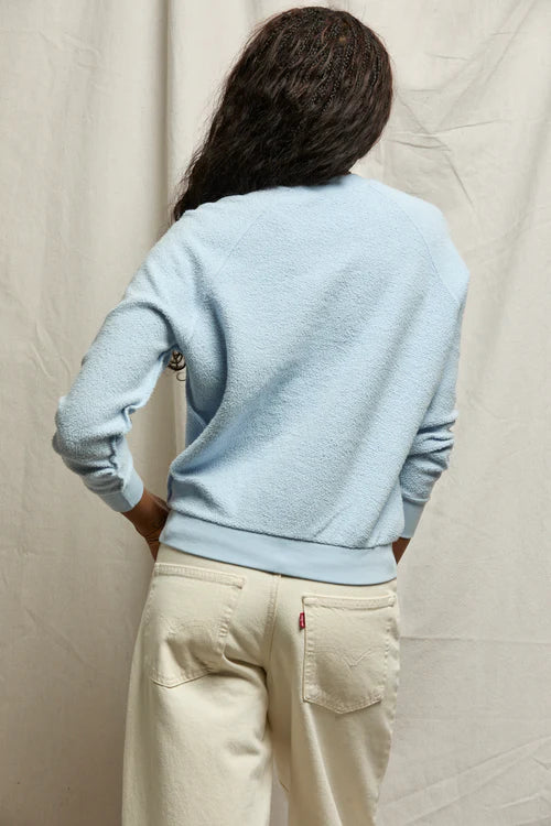 Ziggy Inside Out Shrunken Crew Sweatshirt In Powder Blue - Romantiques