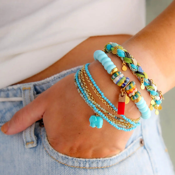 Catherine Page Skittles Elastic Bracelet in Ocean Blue - Romantiques