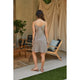 Tali Spaghetti Strap V-Neck Mid Length Slip in Mocha - Romantiques