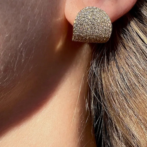 Cubic Zirconia Arc Studs in 14k Gold Vermeil - Romantiques