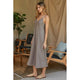 Italian Linen Spaghetti Strap Maxi Slip Dress in Mocha - Romantiques