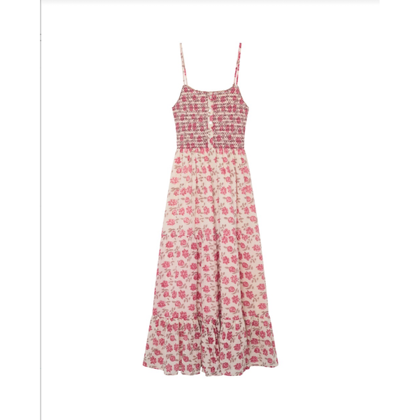 Floral dress with thin straps on a white background