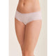 light pink lace-trimmed underwear on a plain background