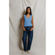 Khara Crispy Cotton U-Neck Tank in Pacific Blue - Romantiques
