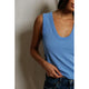 Khara Crispy Cotton U-Neck Tank in Pacific Blue - Romantiques