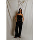 Lorana Linen Drawstring Pants in Black - Romantiques