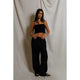 Lorana Linen Drawstring Pants in Black - Romantiques