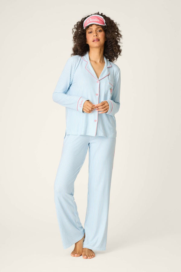 Western Blooms Striped PJ Set in Dream Blue - Romantiques