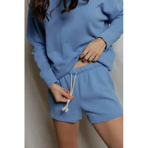 Layla French Terry Sweat Short in Pacific Blue - Romantiques