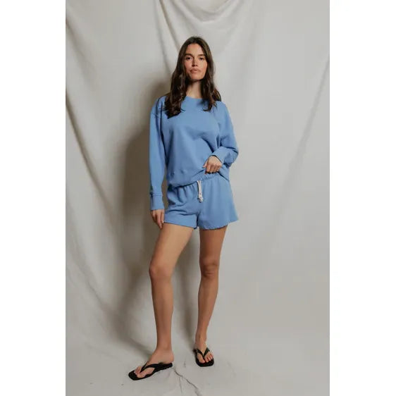 Layla French Terry Sweat Short in Pacific Blue - Romantiques