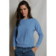 Ziggy Reverse Fleece Crew Neck Sweatshirt in Pacific Blue - Romantiques